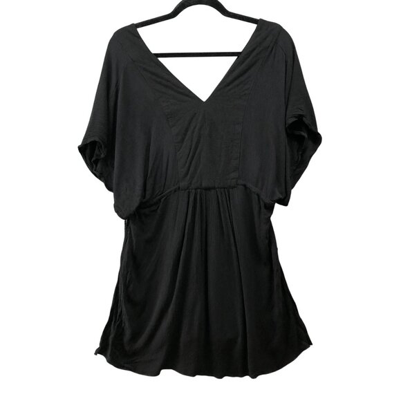 Lauren Ralph Lauren Crinkle Tunic Coverup Top Dress Womens XS Black (4) V-Neck - Picture 2 of 10